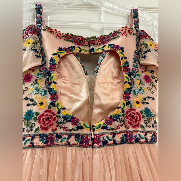 Sherri Hill Floral Embellished Peach Gown Prom Dress Size 00 - Picture 7 of 10